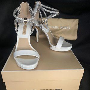 Michael Kors White Fariha Leather Snakeskin